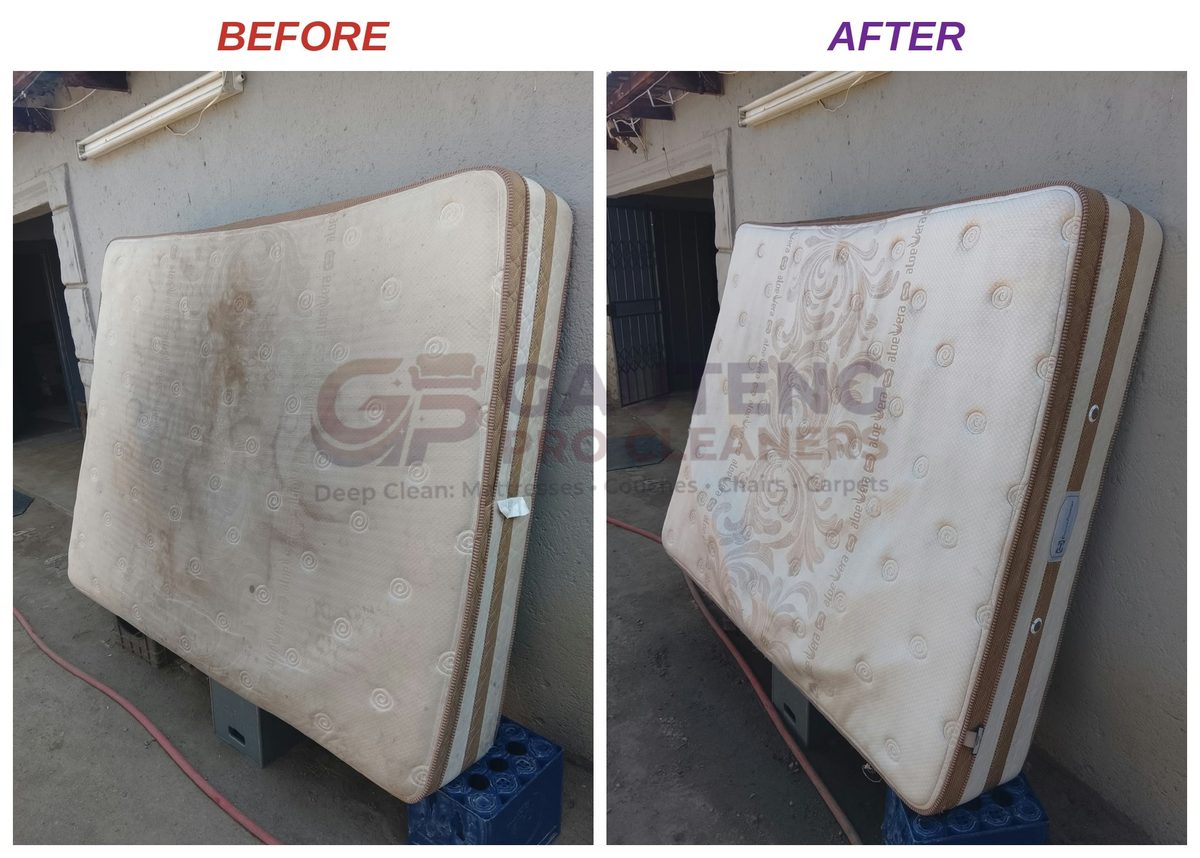 Before and after mattress cleaning by Gauteng Pro Cleaners